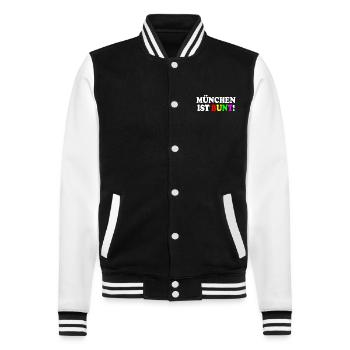 München ist bunt - College-Sweatjacke - Schwarz/Weiß - Vorne - Nik (191cm) & Marisol (170cm)