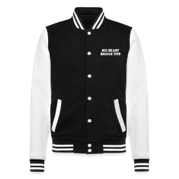 big heart bigger tits - College-Sweatjacke - Schwarz/Weiß - Vorne - Nik (191cm) & Marisol (170cm)