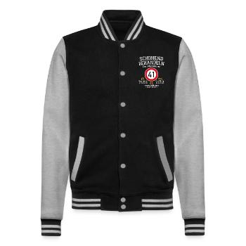 41. Geburtstag Schonend Behandeln 41 Alte Kiste 41 - College-Sweatjacke - Schwarz/Grau meliert - Vorne - Nik (191cm) & Marisol (170cm)