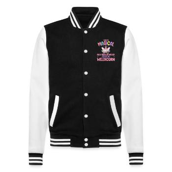 Weldicorn Welding like a normal Welder Girl Gift - College-Sweatjacke - Schwarz/Weiß - Vorne - Nik (191cm) & Marisol (170cm)