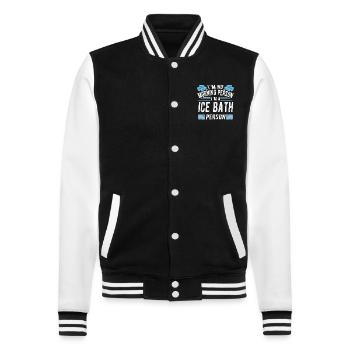 Ice Water No Morning Person Ice Bath Person - College Sweat Jacket - black/white - Front - Nik (191cm) & Marisol (170cm)