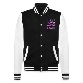 Soins infirmiers correctionnels Maman Mon nom Santé Mon jeu - Veste Teddy - noir/blanc - Devant - Nik (191cm) & Marisol (170cm)