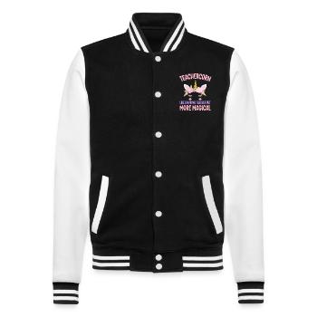 Teachercorn like a normal Teacher Tutor - College Sweat Jacket - black/white - Front - Nik (191cm) & Marisol (170cm)