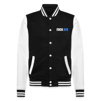 Fuck afd - College-Sweatjacke - Schwarz/Weiß - Vorne - Nik (191cm) & Marisol (170cm)