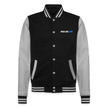 Fick die afd - College-Sweatjacke - Schwarz/Grau meliert - Vorne - Nik (191cm) & Marisol (170cm)