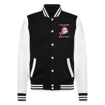 Bubble blowing is my super power - College-Sweatjacke - Schwarz/Weiß - Vorne - Nik (191cm) & Marisol (170cm)