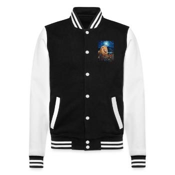 Lion, Van Gogh, Nuit Étoilée, Animal, Lions - Veste Teddy - noir/blanc - Devant - Nik (191cm) & Marisol (170cm)