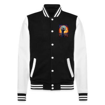 strauß, van gogh, sternennacht, tier, vogel - College-Sweatjacke - Schwarz/Weiß - Vorne - Nik (191cm) & Marisol (170cm)