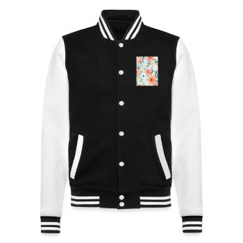 Pastel Floral Floral Pattern - College Sweat Jacket - black/white - Front - Nik (191cm) & Marisol (170cm)