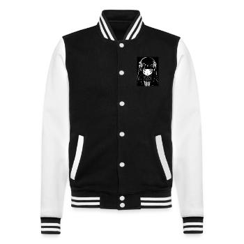 anime, fille, cadeau, otaku, manga, horreur - Veste Teddy - noir/blanc - Devant - Nik (191cm) & Marisol (170cm)