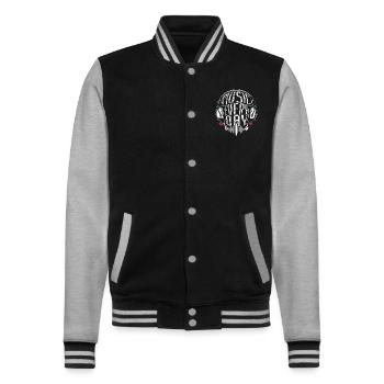 Make music every day graphic for musician - College Sweat Jacket - black/heather grey - Front - Nik (191cm) & Marisol (170cm)