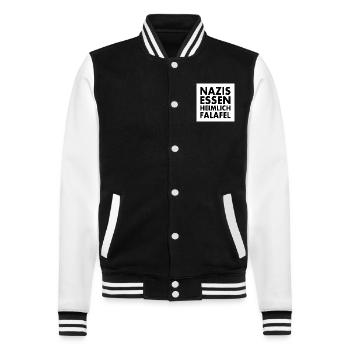 nazis essen heimlich falafel - College-Sweatjacke - Schwarz/Weiß - Vorne - Nik (191cm) & Marisol (170cm)