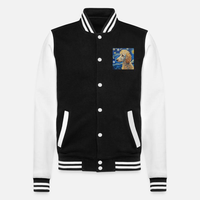 Pudel Van Gogh Geschenk - College-Sweatjacke - Schwarz/Weiß