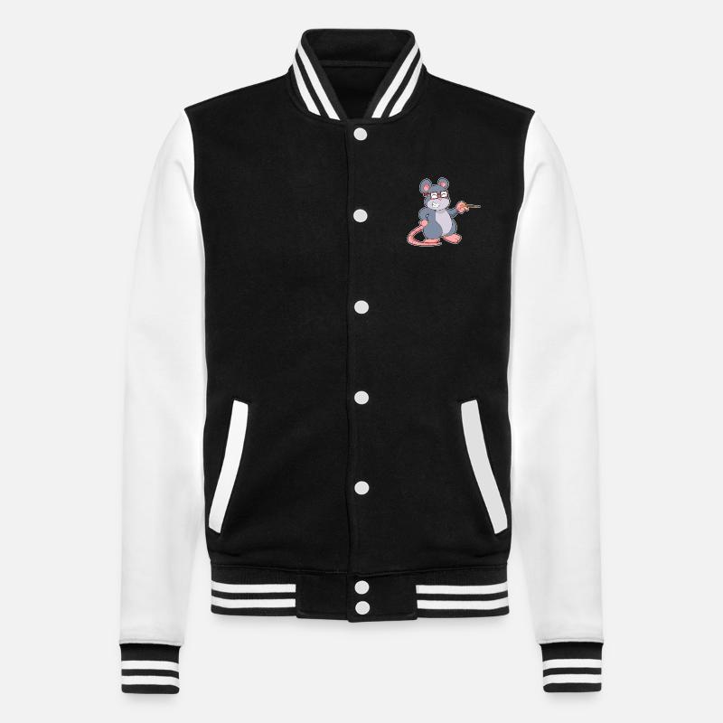 Maus Lehrer Pointer - College-Sweatjacke - Schwarz/Weiß