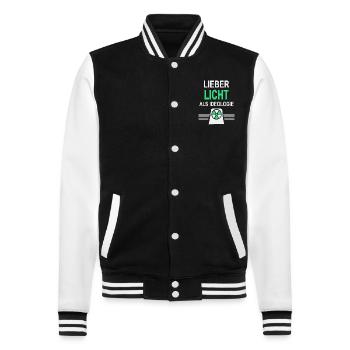 Better Light Than Ideology - Yes to Nuclear Power - College Sweat Jacket - black/white - Front - Nik (191cm) & Marisol (170cm)