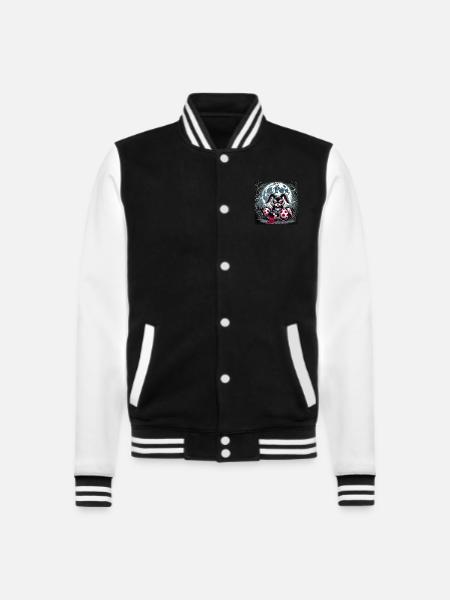 Ostern Horror Hase Zombie Dämon Unheimlich - College-Sweatjacke - Schwarz/Weiß