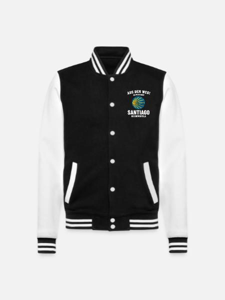 Aus dem Weg Ich muss nach Santiago - Pilgern - College-Sweatjacke - Schwarz/Weiß