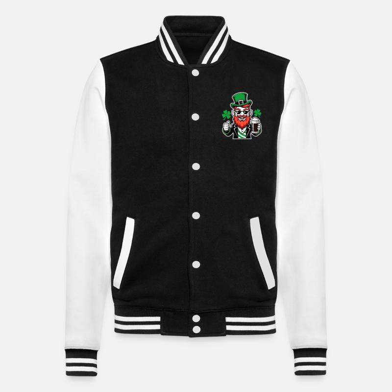 Leprechaun & Beer - Saint-Patrick - Irlande - Veste Teddy - noir/blanc