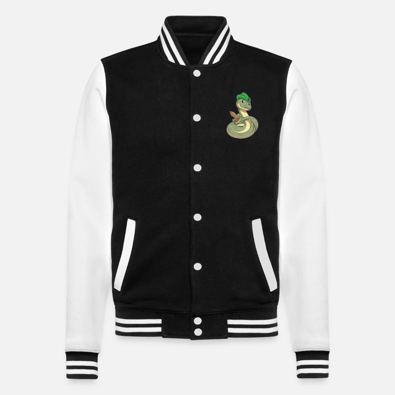 Snake with Sword - College Sweat Jacket - black/white