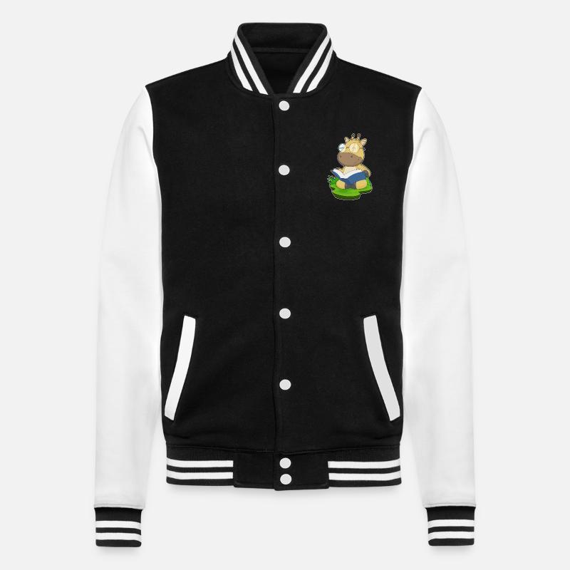 Giraffe Nerd Buch - College-Sweatjacke - Schwarz/Weiß