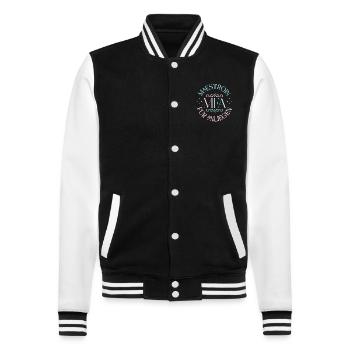 MFA Maestroin Medizinische Fachangestellte - College-Sweatjacke - Schwarz/Weiß - Vorne - Nik (191cm) & Marisol (170cm)