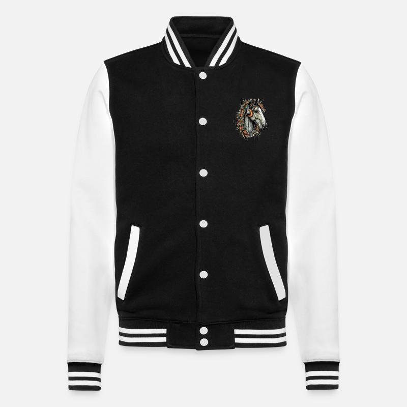 Koni, das audiophile Pferd - College-Sweatjacke - Schwarz/Weiß