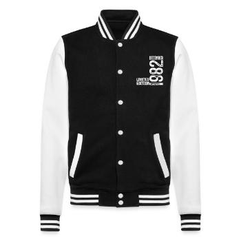 December 1982 Anniversary Gift. December 1982. - College Sweat Jacket - black/white - Front - Nik (191cm) & Marisol (170cm)