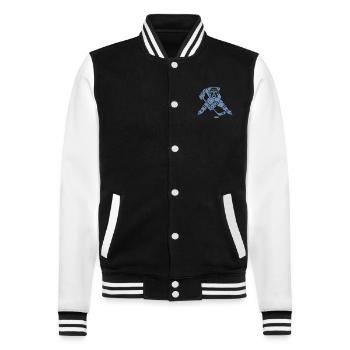 Bulldogge Eishockey Silhouette minimalistisch - College-Sweatjacke - Schwarz/Weiß - Vorne - Nik (191cm) & Marisol (170cm)