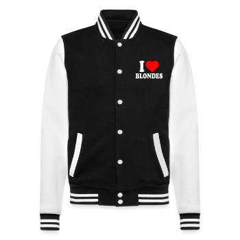 I love blondes - College-Sweatjacke - Schwarz/Weiß - Vorne - Nik (191cm) & Marisol (170cm)