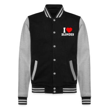 I love blondes - College-Sweatjacke - Schwarz/Grau meliert - Vorne - Nik (191cm) & Marisol (170cm)