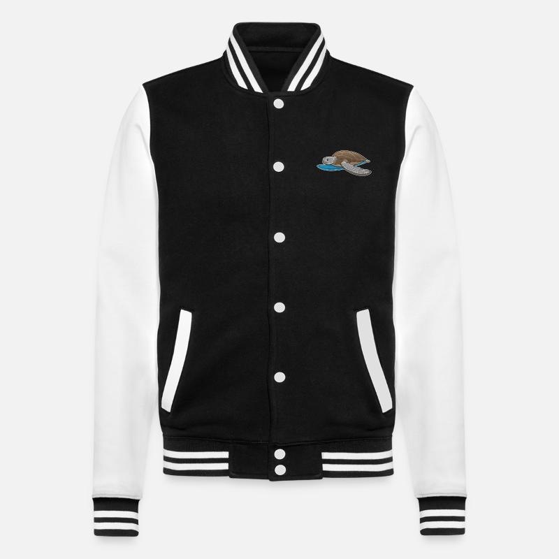 Turtle Surfer Surfboard - College Sweat Jacket - black/white
