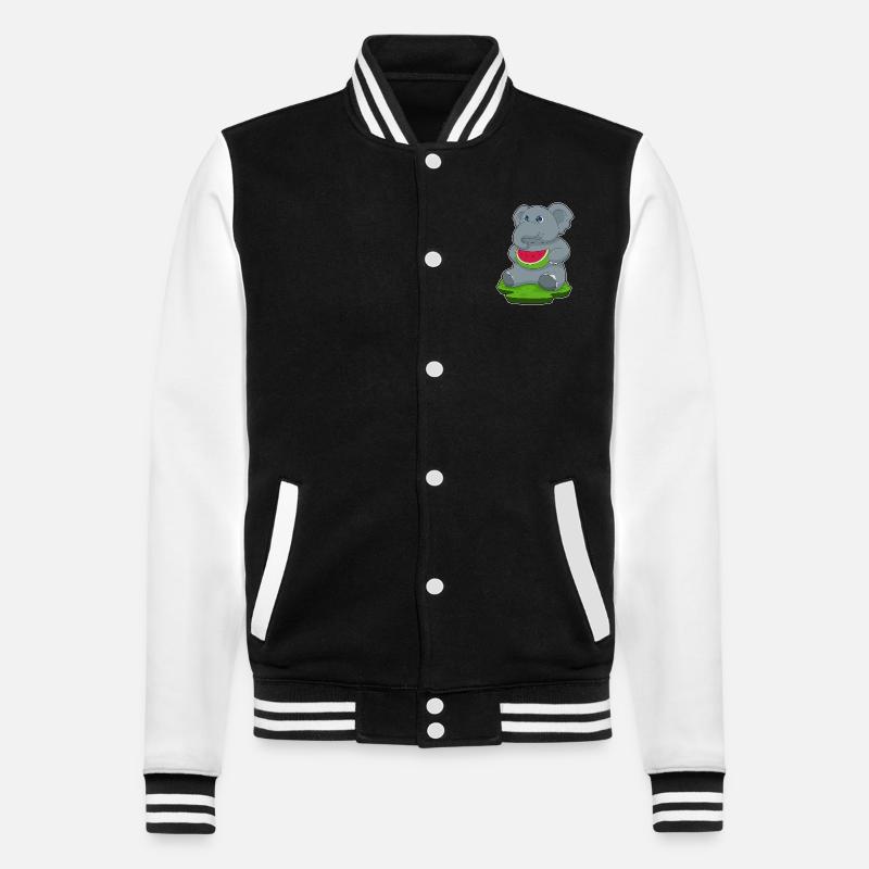 Éléphant Pastèque Fruit - Veste Teddy - noir/blanc