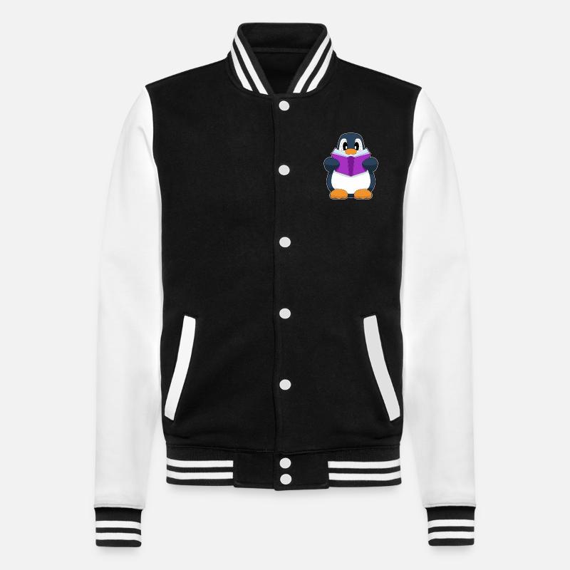 Penguin Nerd Book - College Sweat Jacket - black/white