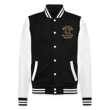 Herren Tischler Architekten Helden - College-Sweatjacke - Schwarz/Weiß - Vorne - Nik (191cm) & Marisol (170cm)