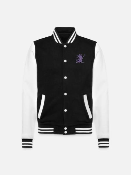 Maus Ratte Eishockeyspieler Silhouette - College-Sweatjacke - Schwarz/Weiß