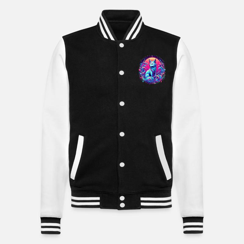 Fuchs Kunst Psychedelisch - College-Sweatjacke - Schwarz/Weiß