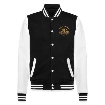 Authentic 1957 Cadeau D'anniversaire Original 1957 - Veste Teddy - noir/blanc - Devant - Nik (191cm) & Marisol (170cm)