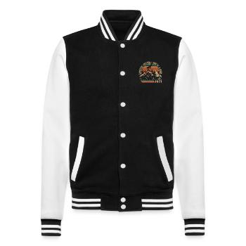 1971 Vintage Retro 1971 Jubiläumsgeschenk - College-Sweatjacke - Schwarz/Weiß - Vorne - Nik (191cm) & Marisol (170cm)