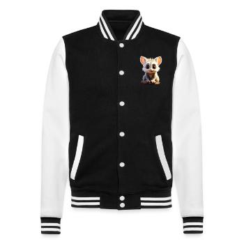 Galago Bush Baby Monkey Galagos Monkey Cute Galago - College Sweat Jacket - black/white - Front - Nik (191cm) & Marisol (170cm)