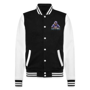 Nilpferd Flusspferd Papa Hippopotamus Cooles Hippo - College-Sweatjacke - Schwarz/Weiß - Vorne - Nik (191cm) & Marisol (170cm)