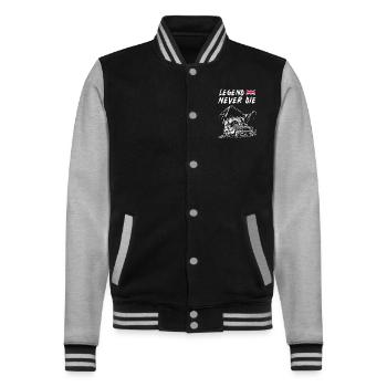Landy Legend Never Die - College Sweat Jacket - black/heather grey - Front - Nik (191cm) & Marisol (170cm)