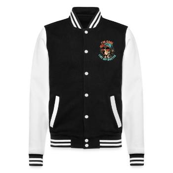 I'm cool like my master - College Sweat Jacket - black/white - Front - Nik (191cm) & Marisol (170cm)