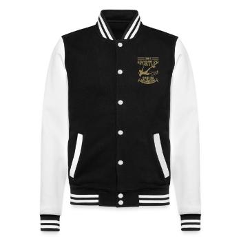 Fußballtennis Sprüche Echte Sportler - College-Sweatjacke - Schwarz/Weiß - Vorne - Nik (191cm) & Marisol (170cm)