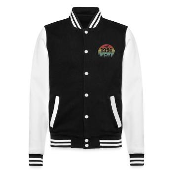 1991 Vintage Cadeau D’anniversaire 1991 Retro 1991 - Veste Teddy - noir/blanc - Devant - Nik (191cm) & Marisol (170cm)