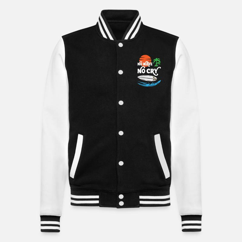 No Wave No Cry Surfing - College-Sweatjacke - Schwarz/Weiß
