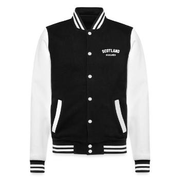 SCOTLAND HIGHLANDS Schottland - College-Sweatjacke - Schwarz/Weiß - Vorne - Nik (191cm) & Marisol (170cm)