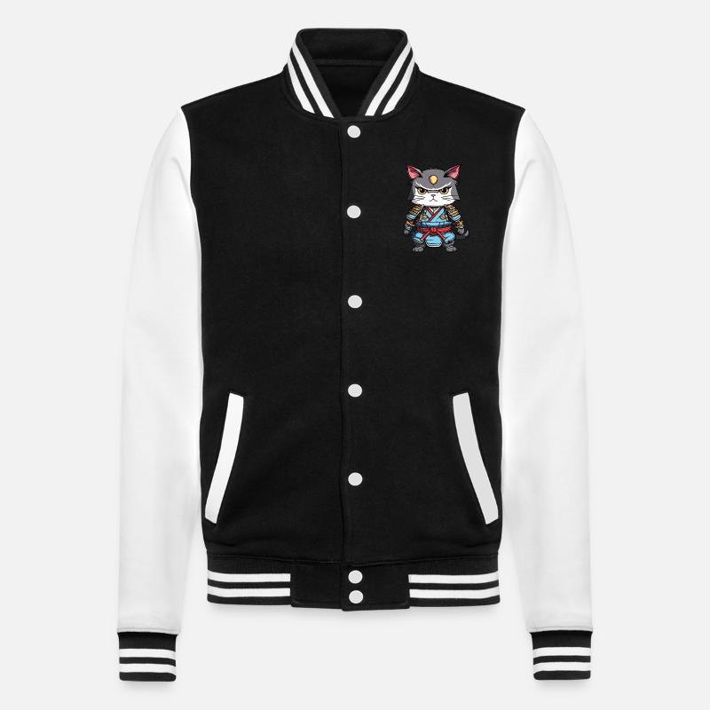 Chat samouraï #14 - Veste Teddy - noir/blanc