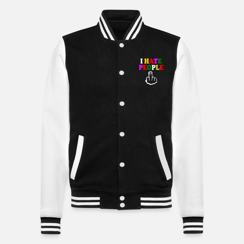 I hate people - Veste Teddy - noir/blanc