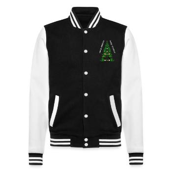 Frohe Weihnachten - College-Sweatjacke - Schwarz/Weiß - Vorne - Nik (191cm) & Marisol (170cm)