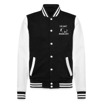 Hen Announce Engagement He Took The Bait - College Sweat Jacket - black/white - Front - Nik (191cm) & Marisol (170cm)